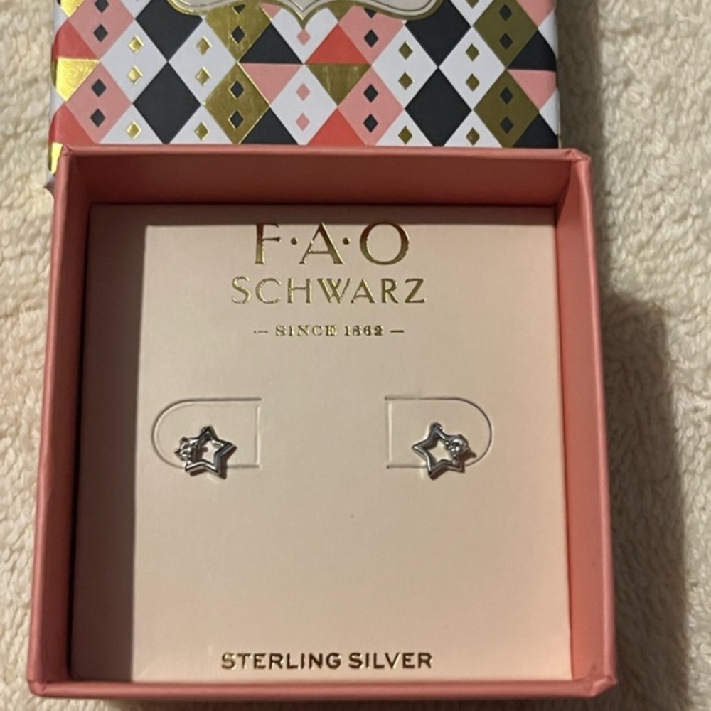 FAO Schwarz Sterling Silver Star Earrings
